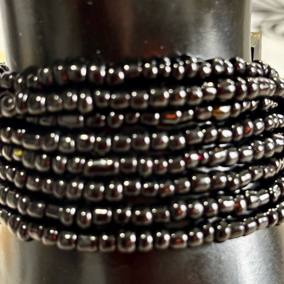 Vtg Stretch Bracelet Glass Beaded multi strand Inlaid Abalone Shell - Picture 4 of 7